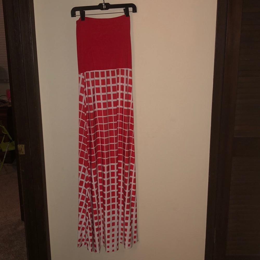 Red and white dress
